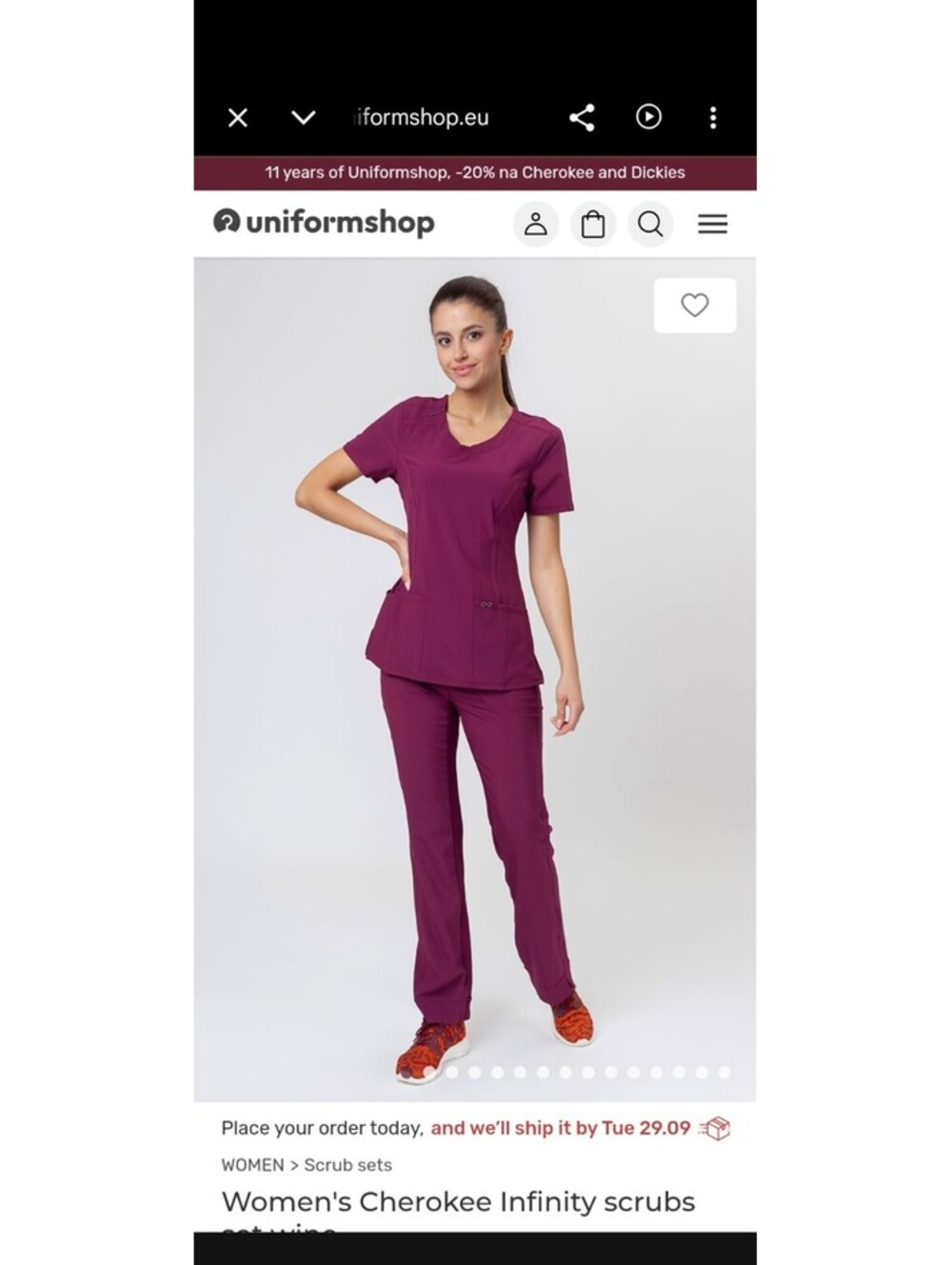 Cherokee Infinity wine scrub set MED